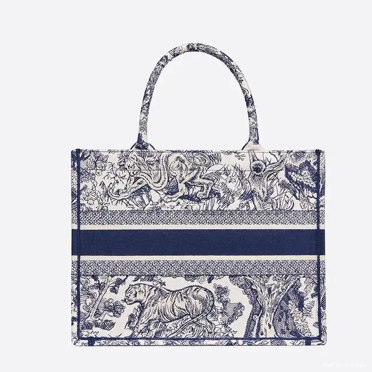 Cheap Tote Book Jouy Canvas Toile De Blue Motif Dior 0324 Hot Sale